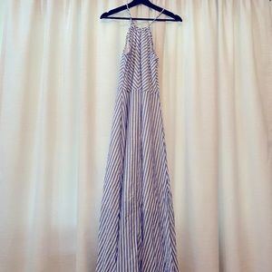 Blue and White Stripped Maxi Dress